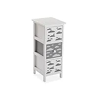 versa clouds meuble pour la salle de bain, caisson à tiroirs avec 3 tiroirs pour organiser, rangement moderne et amusant, dimensions (h x l x l) 62 x 29 x 25 cm, bois, couleur: gris et blanc