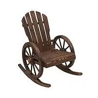 outsunny fauteuil de jardin adirondack à bascule rocking chair style rustique chic accoudoirs roues charette bois sapin traité carbonisation