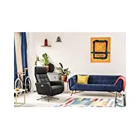 scandico bosse tv armchair / fauteuil de relaxation pivotant avec réglage du dossier et du repose-pieds à 2 moteurs / position de la balance cardiaque / 74 x 107 x 90 / cuir noir