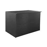 boîte de rangement de jardin noir 150x100x100 cm résine tressée meubles mobilier de jardin coffres de jardin