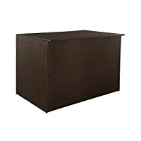 huangdansp boîte de stockage de jardin marron 150x100x100cm résine tressée meubles mobilier de jardin coffres de jardin