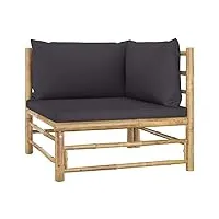 vidaxl canapé d'angle de jardin avec coussins canapé d'angle de patio meuble de terrasse meuble de jardin extérieur gris foncé bambou