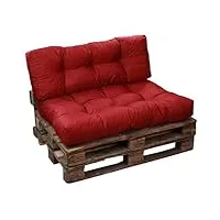 bananair - coussins/matelas de palette, canapé, fauteuil, siège pour palette euro - assise et/ou dossier - fabriqué en france - anti-uv (rouge, lot 1 dossier 120x40 cm + 1 assise 120x80 cm)