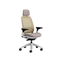 steelcase series 2, chaise de bureau ergonomique avec soutien lombaire liveback, accotoirs 4d et têtière réglable marron beige