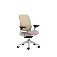 steelcase series 2, chaise de bureau ergonomique avec soutien lombaire liveback et accotoirs 4d marron beige