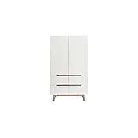 armoire scandinave avec penderie et tiroirs finition blanc mat et bois chêne clair l100 cm kelma