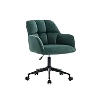 wahson chaise de bureau, fauteuil de bureau en velours fauteuil bureau réglable en hauteur, chaise bureau erconomique pour salon et chambre, vert