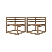 vidaxl 2x pin imprégné canapés d'angle palette de jardin meubles de terrasse canapés d'angle de patio meubles d'extérieur canapés de terrasse marron