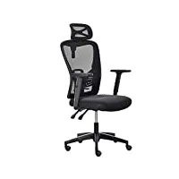 vinsetto chaise bureau ergonomique fauteuil de bureau grand confort avec appui-tête et dossier inclinable hauteur assise réglable tissu maille noir