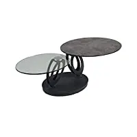 altobuy vitak - table basse ronde plateaux verre et céramique