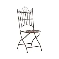 clp chaise de jardin pliante sadao i chaise d'extérieur en fer forgé avec hauteur d'assise 44 cm i chaise design pour terrasse ou balcon, couleur:marron antique