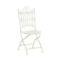 clp chaise de jardin pliante sadao i chaise d'extérieur en fer forgé avec hauteur d'assise 44 cm i chaise design pour terrasse ou balcon, couleur:crème antique
