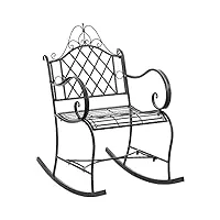clp fauteuil a bascule ansan i chaise a bascule pour l'extérieur en fer forgé avec design antique i chaise de jardin avec accoudoirs et dossier, couleur:bronze