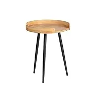 wenko petite table basse ronde, table d'appoint bout de canapé bois, table d'appoint pour le salon, meuble de salon tendance pied métal noir, bois bambou, Ø 40 x 50 cm
