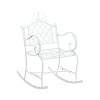 clp fauteuil a bascule ansan i chaise a bascule pour l'extérieur en fer forgé avec design antique i chaise de jardin avec accoudoirs et dossier, couleur:blanc