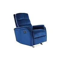 signal meble fauteuil de relaxation pliant en velours - bleu - h 102 x l 98 à 160 cm