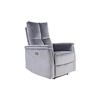 signal meble fauteuil de relaxation inclinable en velours - gris - l 96 cm x l 57 cm