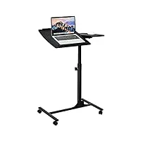 giantex table de lit roulante pour ordinateur portable, table réglable en hauteur et inclinable, bout de canapé avec plateau pour souris 64 x 45 x (71-93) cm (noir)