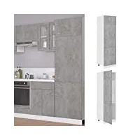 keyur armoire de cuisine, armoire de cuisine au sol armoire de rangement haute organisateur armoire de réfrigérateur gris béton 60x57x207 cm panneau de particules