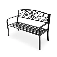 goplus banc de jardin terrasse, banquette en acier et dossier en fer, style elégant et chic, place assise pour 2 personnes, motif papillon,126x60x85cm (noir)