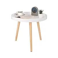 woltu table basse ronde en bois massif, petite table de salon décoratif table d'appoint moderne blanche chêne 50x44 cm (ø x h) ts143ws