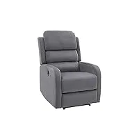 signal meble fauteuil de relaxation éléctrique en velour pegaz - gris - h 102 x l 64 x p 53 cm