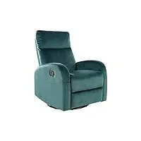 signal meble fauteuil inclinable en velours - l 72 x p 80 x h 101 cm - vert