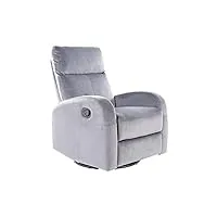 signal meble fauteuil inclinable en velours - l 72 x p 80 x h 101 cm - gris