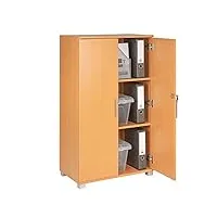 mmt furniture armoire de rangement en bois – armoire de classement verrouillable à 2 portes – armoire de rangement haute en bois de hêtre pour la maison, les documents de bureau, les fichiers, la