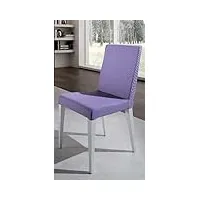 fauteuil moderne en tissu lilas et structure blanche.