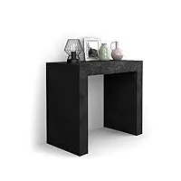 mobili fiver, table console extensible angelica, noir béton, made in italy