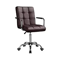 yaheetech chaise bureau fauteuil d'ordinateur en similicuir hauteur réglable avec siège dossier rembourrés accoudoirs détachables à roulettes pivotantes marron