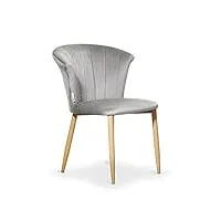 chaise en velours vintage elsa - style scandinave & moderne - salle à manger, salon, coiffeuse ou bureau (gris, 1)
