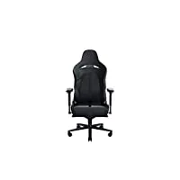 razer enki - chaise de jeu avec support lombaire intégré, chaise de bureau (cuir synthétique multicouche, rembourrage en mousse, coussin pour la tête, hauteur réglable) noir