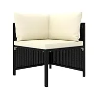vidaxl canapé d'angle sectionnel avec coussins canapé d'angle de patio meuble de terrasse canapé de jardin extérieur noir résine tressée