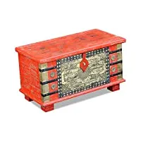 viendadpow coffres de rangement coffre de rangement bois de manguier rouge 80 x 40 x 45 cm