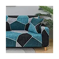 morbuy housses de canapé extensible 1/23/4 places imprimé minimalisme moderne, revêtement de canapé avec accoudoirs, universel sofa housse de protecteur canape (turquoise,3 places(190-230cm))