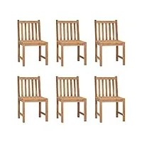 vidaxl 6x bois de teck solide chaises de jardin sièges de salle à manger d'extérieur chaises de terrasse sièges de patio chaises d'extérieur