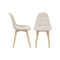 lot de 2 chaises de salle à manger design sièges rembourrés polyester pieds en bois de hêtre 86 x 53 x 47 cm beige