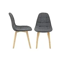 lot de 2 chaises de salle à manger design sièges rembourrés polyester pieds en bois de hêtre 86 x 53 x 47 cm gris foncé
