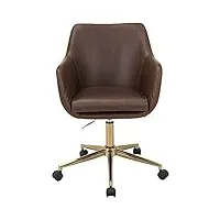 hanover hoc0015 chelsea fauteuil de bureau ou de travail en similicuir roulettes et vérin à gaz, simili cuir, marron vintage, 40