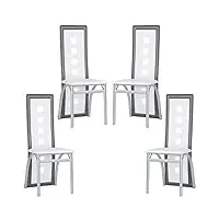 chaises de salle à manger élégantes lot de 4, chaise salle manger avec dossier de 58,5 cm de hauteur, chaise de salon en cuir pvc pour cuisine, salle à manger, jardin (4, gris blanc)