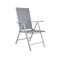 springos chaise de terrasse pliante en aluminium pour balcon, patio, chaise avec accoudoirs, textilène (gris)