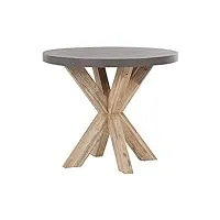 table de repas de jardin ronde 90 cm avec plateau en béton résistant et pieds en bois naturel idéale pour extérieur au style scandinave beliani