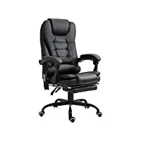 vinsetto fauteuil de bureau massant chaise ergonomique avec repose-pieds hauteur réglable dossier inclinable 5 modes de massage télécommande 67 x 79 x 111-121 cm noir