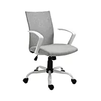 vinsetto fauteuil de bureau manager chaise pivotante ergonomique hauteur réglable assise rembourrée revêtement imitation lin 61 x 61 x 99 cm gris clair et blanc
