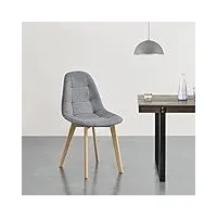 lot de 4 chaises de salle à manger design sièges rembourrés polyester pieds en bois de hêtre 86 x 53 x 47 cm gris clair