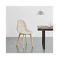 lot de 4 chaises de salle à manger design sièges rembourrés polyester pieds en bois de hêtre 86 x 53 x 47 cm beige