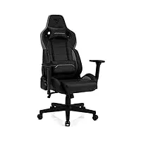 sense7 jeu sentinel bureau gamer chaise ergonomique accoudoir cadre en acier monobloc angle d'inclinaison réglable noir-gris, cuir, 40-48 x 72x59