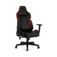 sense7 jeu sentinel bureau gamer chaise ergonomique accoudoir cadre en acier monobloc angle d'inclinaison réglable noir-rouge, cuir, 40-48 x 72x59